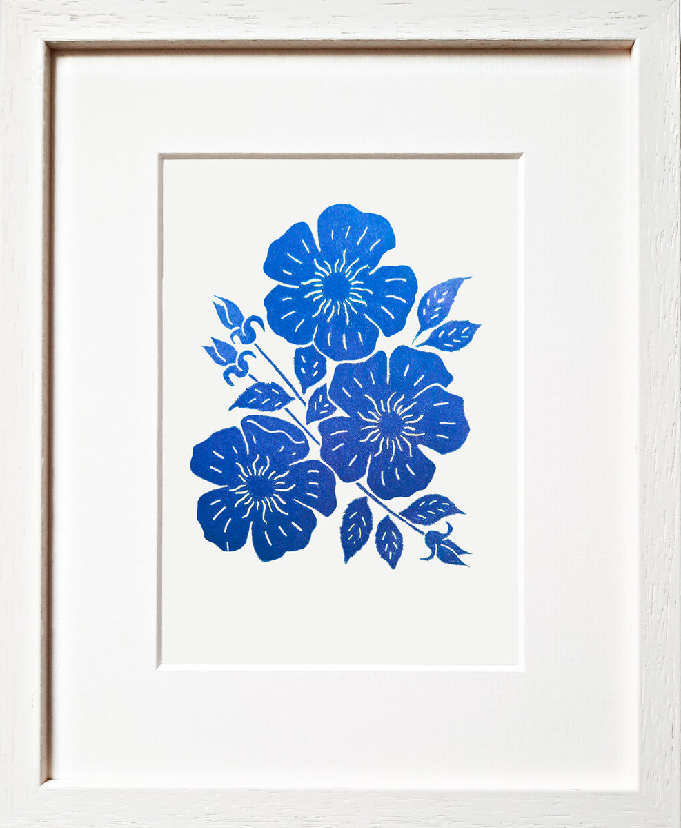 Dog Roses lino print-Wild Flowers collection-Linocut Studio